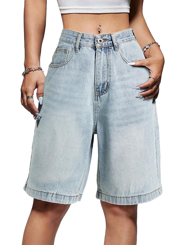 Women's Baggy Jeans Jorts Mid-Low Waisted Denim
