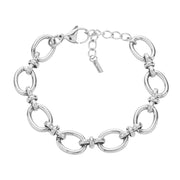 18K White Gold Dipped Stainless Steel Chain Link Bracelet