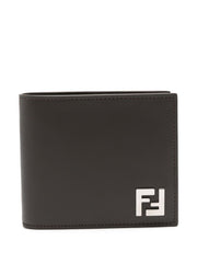 Fendi Men Leather And Ff Canvas Compact Bi-Fold Wallet