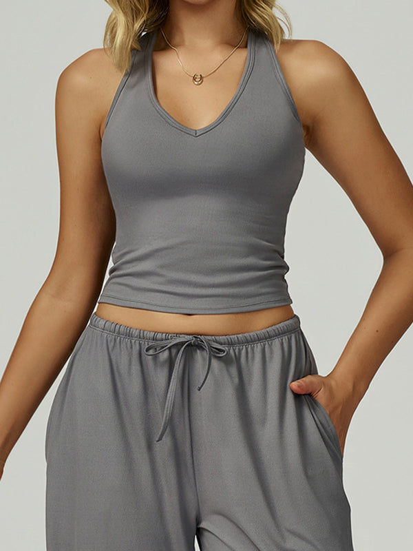 Fitted Backless Bra Padded Cups Halter Vest