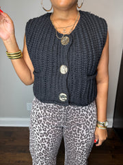 Chunky Knit Vest - Black