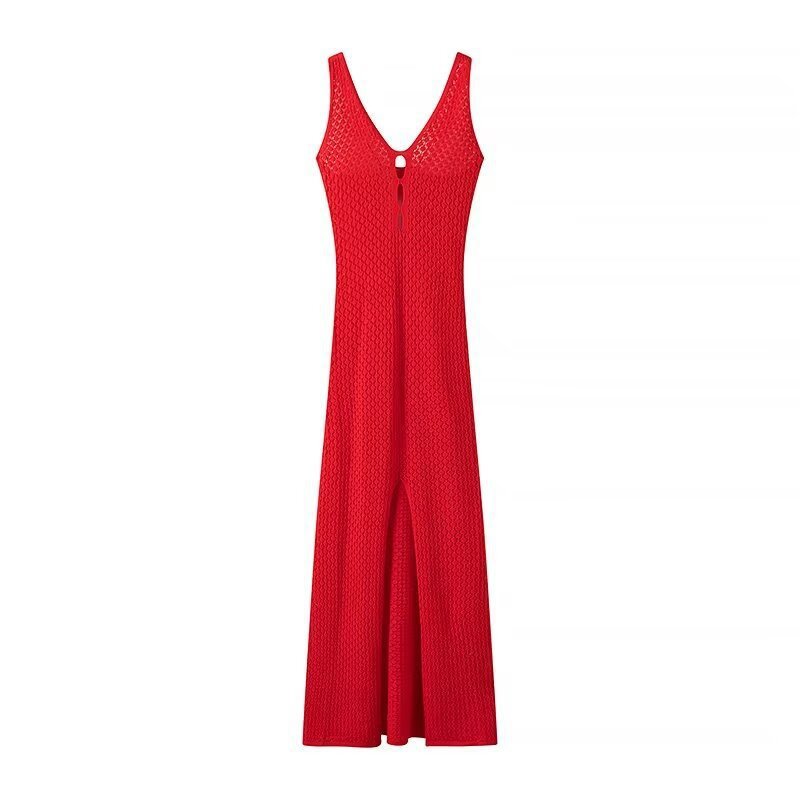 Strickkleid mit Neckholder und V-Ausschnitt für Damen 