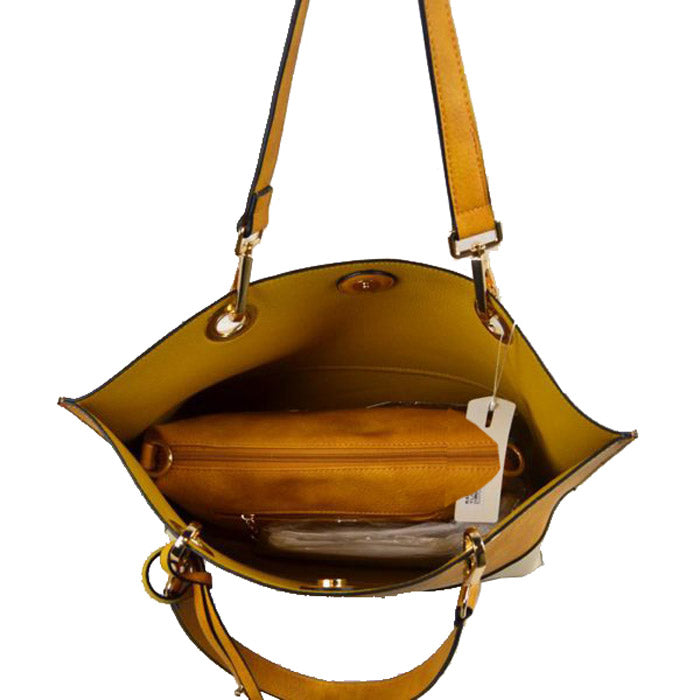 2 n1 Vegan Tote Handbag Pouch Faux Leather Tote Bag