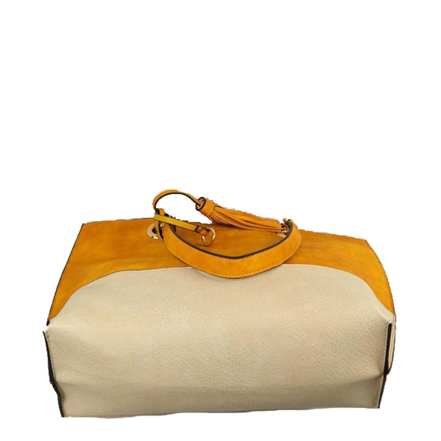 2 n1 Vegan Tote Handbag Pouch Faux Leather Tote Bag