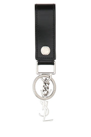 Saint Laurent Men Black Leather Monogram Key Ring