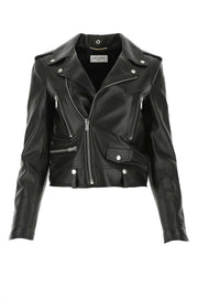 Saint Laurent Women Black Nappa Leather Jacket