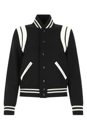 Saint Laurent Women Black Wool Blend Bomber Jacket