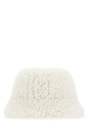 Prada Women Ivory Eco Shearling Hat