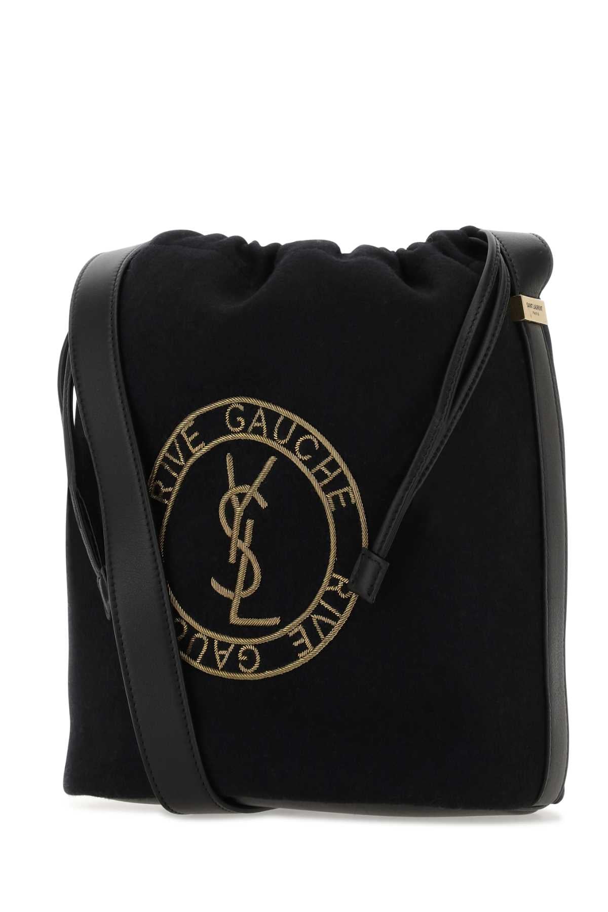 Saint Laurent Men Black Felt Rive De Gauche Bucket Bag