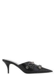Balenciaga Women Black Leather Cagole Mules