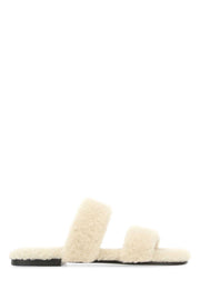 Saint Laurent Men Ivory Shearling Bleach Slippers