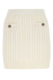 Prada Women Ivory Cotton Blend Mini Skirt