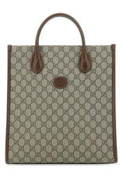 Gucci Men Gg Supreme Fabric And Leather Handbag
