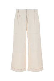Etro Men Melange Ivory Stretch Cotton Wide-Leg Pant