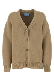 Prada Women Cappuccino Wool Blend Oversize Cardigan