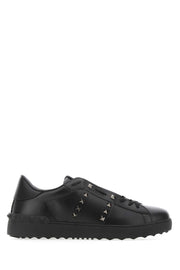 Valentino Garavani Men Black Leather Rockstud Untitled Sneakers