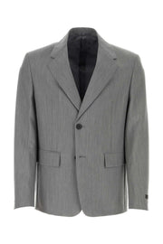 Prada Men Melange Grey Wool Blend Blazer