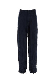Balenciaga Men Dark Bue Satin 5 Pocket Pant