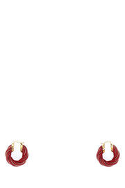 Bottega Veneta Women Tiziano Red Nappa Leather And 925 Silver Twist Earrings