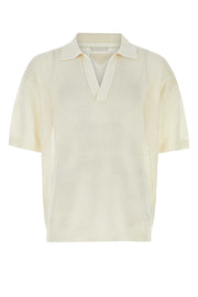 Prada Men Ivory Silk Blend Polo Shirt