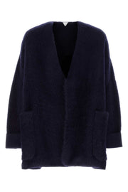Bottega Veneta Men Navy Blue Stretch Wool Blend Cardigan