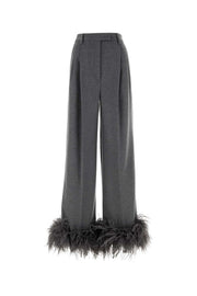 Prada Women Grey Cashmere Wide-Leg Pant