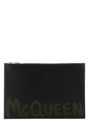 Alexander Mcqueen Men Black Leather Clutch