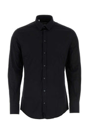 Dolce & Gabbana Men Black Stretch Poplin Shirt