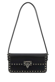 Valentino Garavani Women Black Leather Rockstud Shoulder Bag