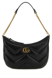 Gucci Women Black Leather Gg Marmont Shoulder Bag