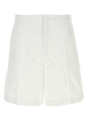 Valentino Garavani Men White Cotton Blend Bermuda Shorts