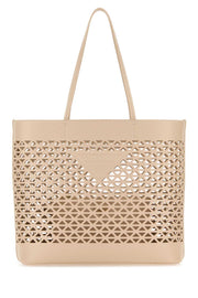 Prada Women Sand Leather Shopping Bag