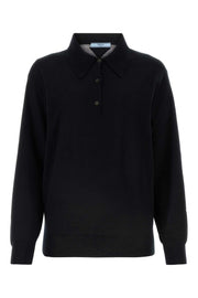Prada Women Black Cashmere Polo Shirt