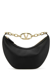 Valentino Garavani Women Black Leather Small Hobo Vlogo Moon Handbag