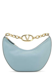 Valentino Garavani Women Light Blue Leather Small Hobo Vlogo Moon Handbag