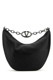 Valentino Garavani Men Black Leather Hobo Vlogo Moon Shoulder Bag