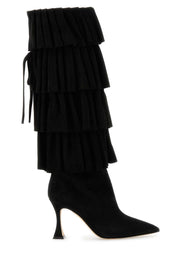 Manolo Blahnik Women Black Suede Miralone Boots