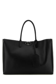 Valentino Garavani Men Black Leather Vlogo Shopping Bag