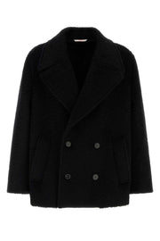 Valentino Garavani Men Black Mohair And Wool Coat