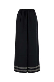 Bode Women Black Viscose Mathilde Wide-Leg
