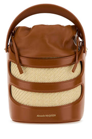 Alexander Mcqueen Women Two-Tone Leather And Raffia The Rise Bucket Bag