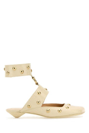 Chloe Women Ivory Leather Jade Sabot