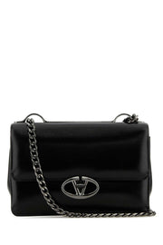 Valentino Garavani Women Black Leather Small Vlogo Shoulder Bag