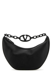 Valentino Garavani Women Black Leather Hobo Vlogo Moon Handbag