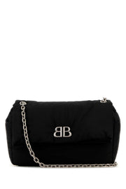 Balenciaga Women Black Nylon Medium Monaco Shoulder Bag