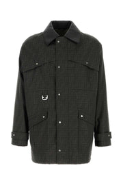 Fendi Men Embroidered Canvas Coat
