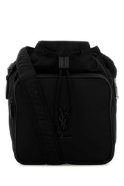 Saint Laurent Men Black Nylon Bucket Bag