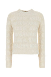 Balenciaga Women Ivory Wool Blend Sweater