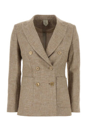 Max Mara Women Cappuccino Linen Blend Targa Blazer