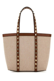 Valentino Garavani Women Two-Tone Canvas Medium Rockstud Handbag